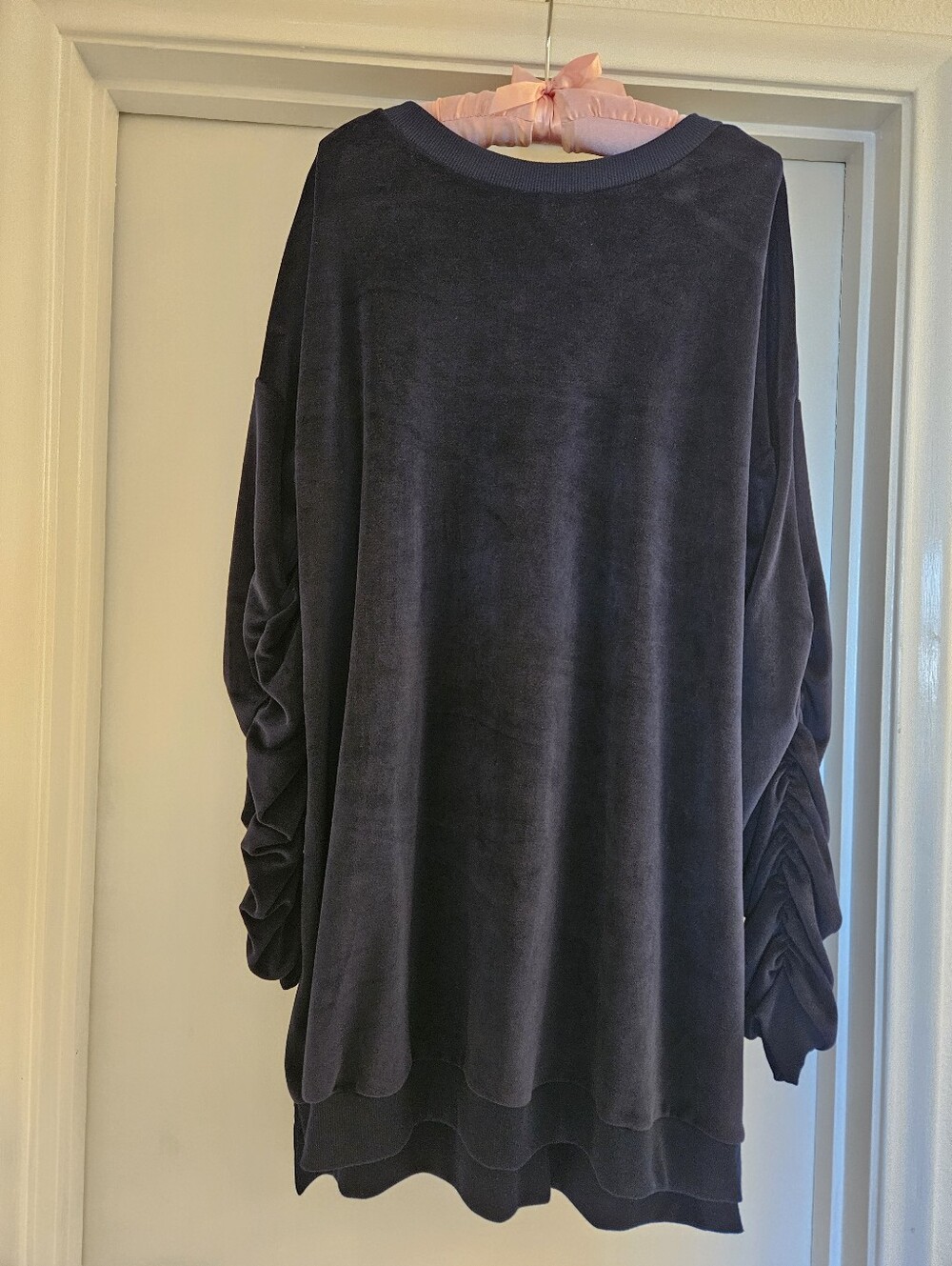 Plush Blue Velour Tunic Dress. Flat Friendly! - Picture 2 of 6
